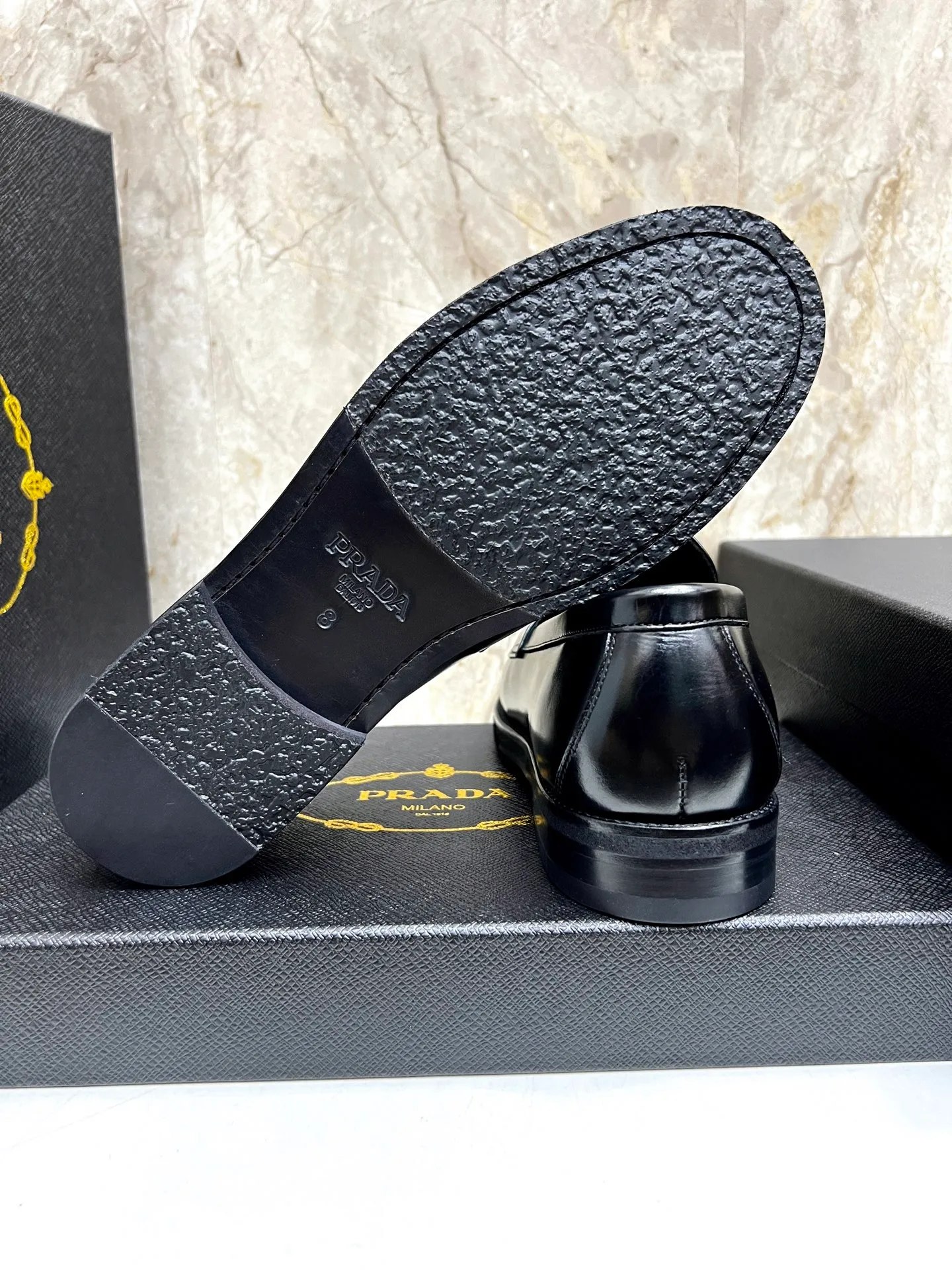 PRADA~ Size: 38-44 (customized 45/46 P: 💰880 P's original official website new high-end men's leather shoes, top-quality original replicas, made of imported open edge beads/calf leather, calf leather breathable lining, original leather outsole!